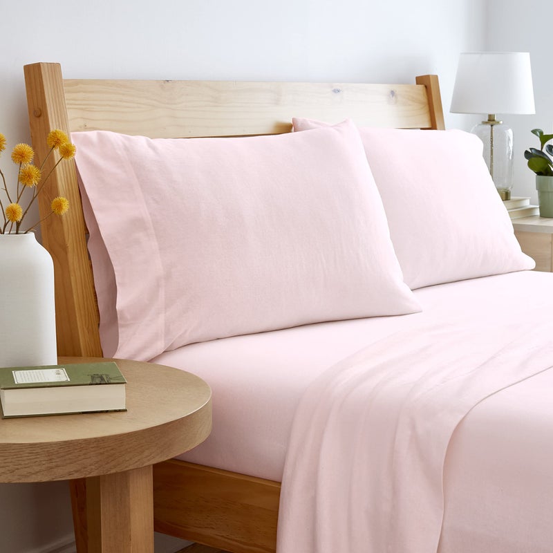 BED INC Road Trip America Jersey Knit Sheet Set - 3 Pieces Twin Cotton Sheets Set - Soft Cozy Stretchy Knit Bed Linen (Blush, Twin) - Image 3